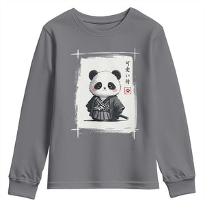 Kawaii Anime Samurai Panda Youth Sweatshirt Vintage Sumi-e Japanese Art Funny Panda Lovers TS10 Charcoal Print Your Wear