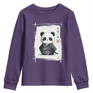 Kawaii Anime Samurai Panda Youth Sweatshirt Vintage Sumi-e Japanese Art Funny Panda Lovers TS10 Purple Print Your Wear