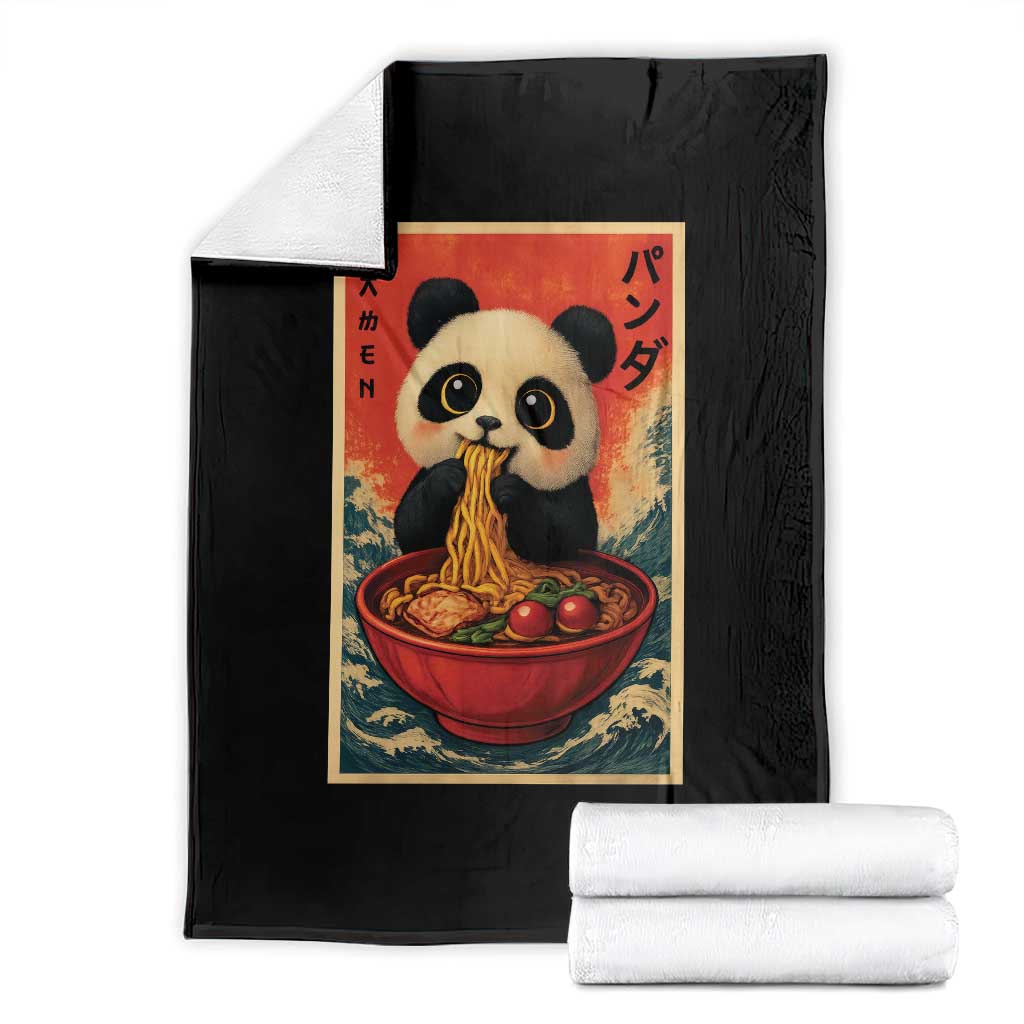 Kawaii Anime Panda Ramen Throw Blanket Funny Japanese Noodles Anime Lovers TS10 Black Print Your Wear