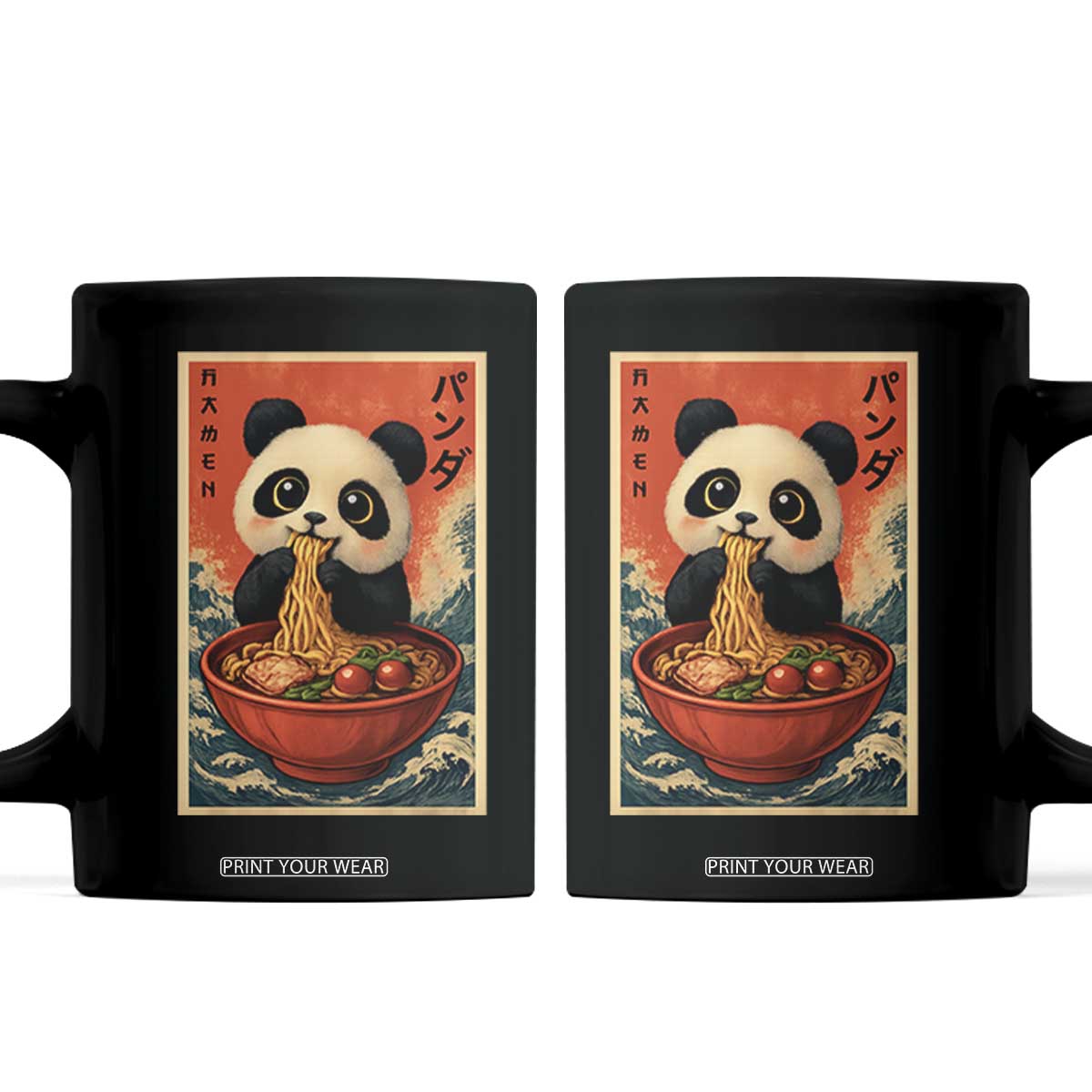 Kawaii Anime Panda Ramen Coffee Mug Funny Japanese Noodles Anime Lovers TS10 Black Print Your Wear