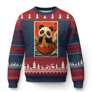 Kawaii Anime Panda Ramen Ugly Christmas Sweater Funny Japanese Noodles Anime Lovers TS10 Navy Red Print Your Wear