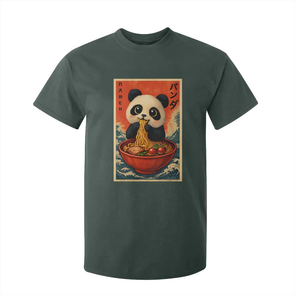 Kawaii Anime Panda Ramen T Shirt For Kid Funny Japanese Noodles Anime Lovers TS10 Dark Forest Green Print Your Wear