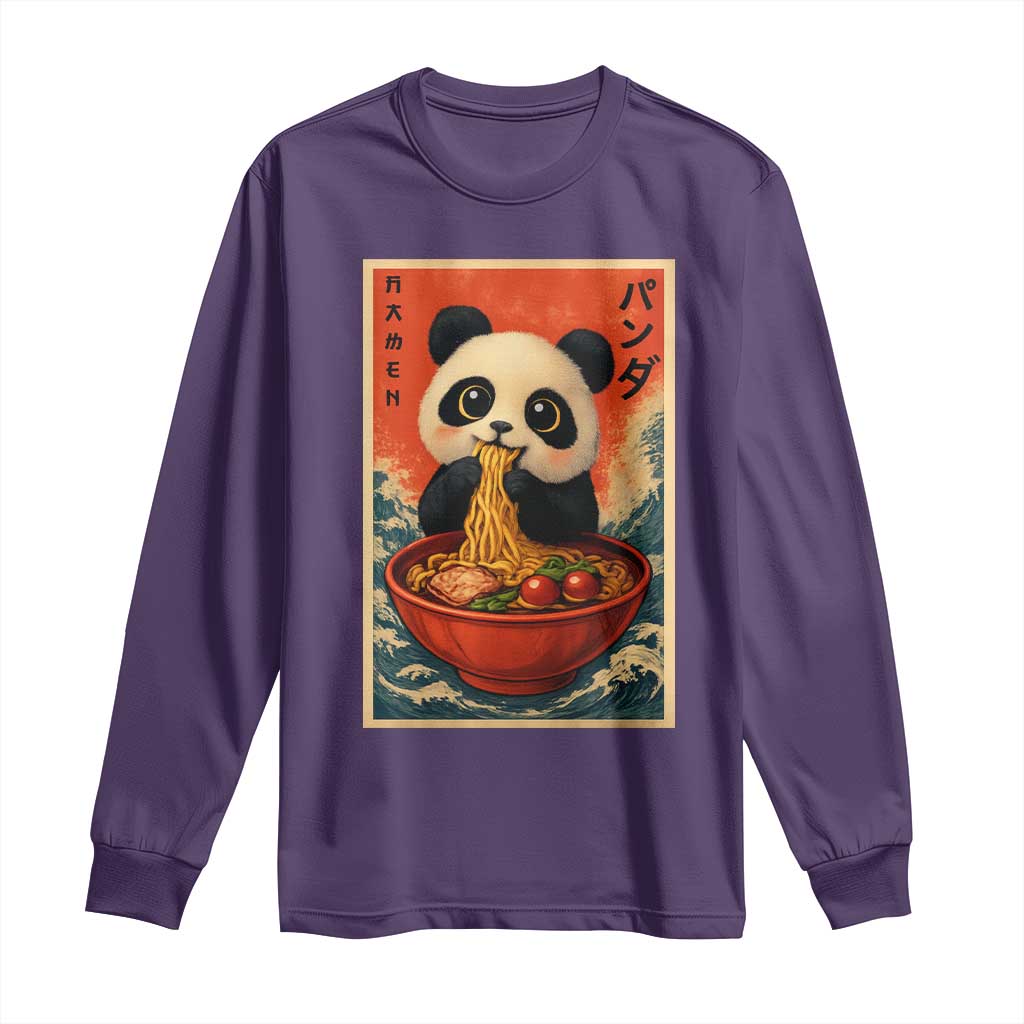 Kawaii Anime Panda Ramen Long Sleeve Shirt Funny Japanese Noodles Anime Lovers TS10 Purple Print Your Wear
