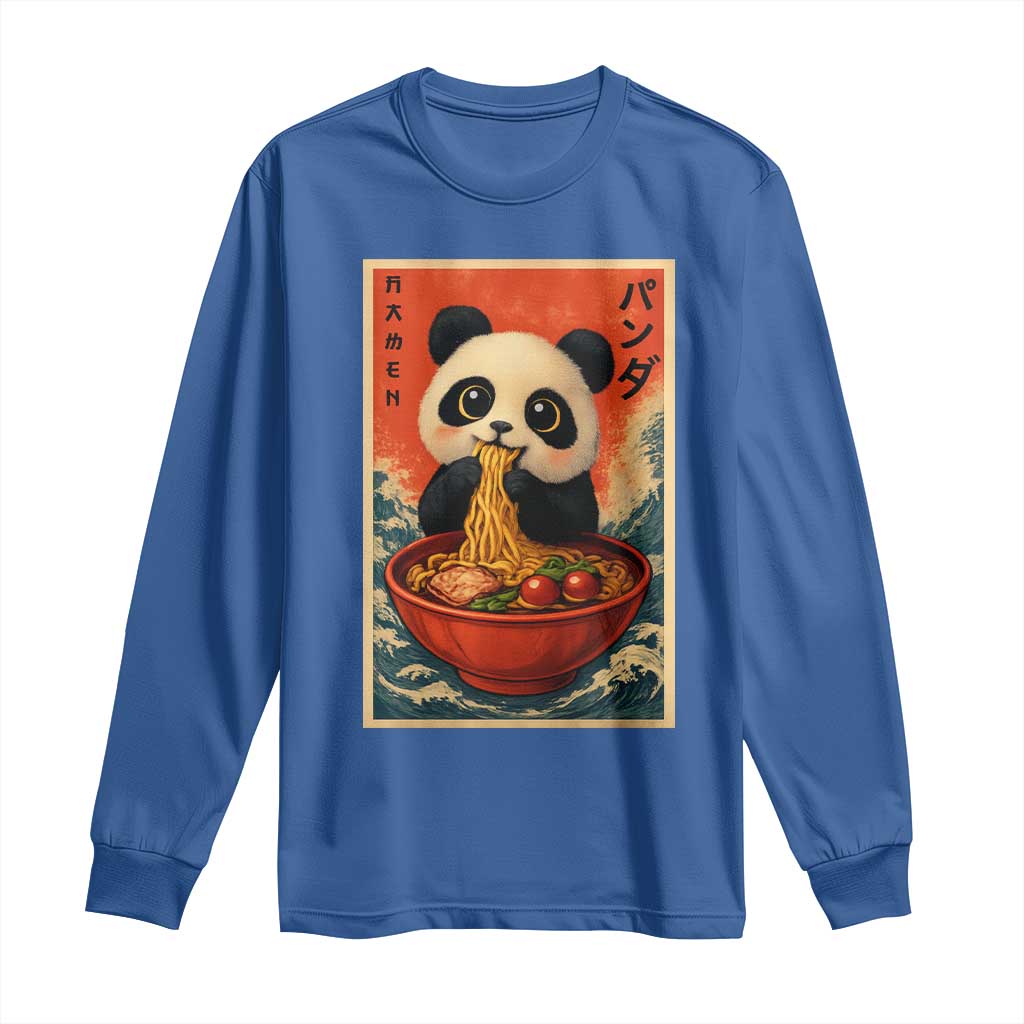 Kawaii Anime Panda Ramen Long Sleeve Shirt Funny Japanese Noodles Anime Lovers TS10 Royal Blue Print Your Wear
