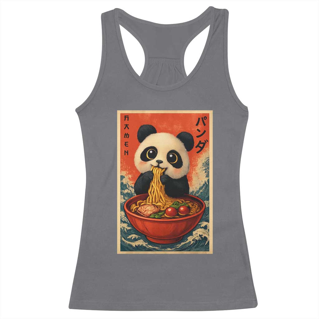 Kawaii Anime Panda Ramen Racerback Tank Top Funny Japanese Noodles Anime Lovers TS10 Charcoal Print Your Wear