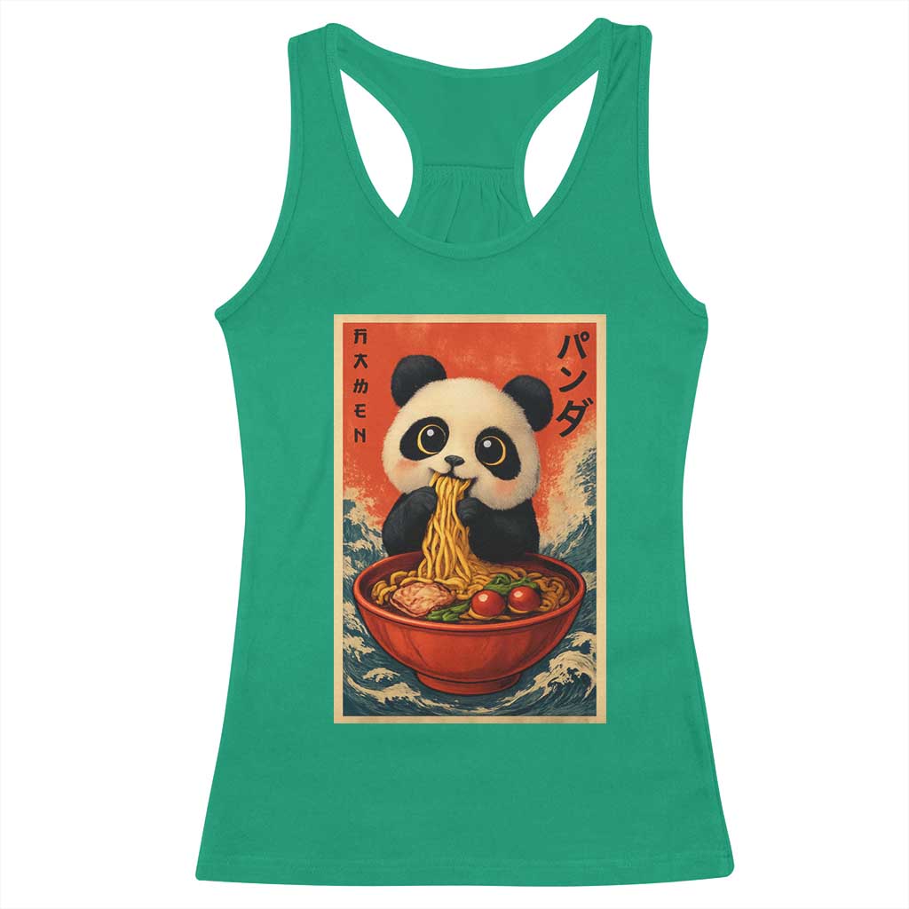 Kawaii Anime Panda Ramen Racerback Tank Top Funny Japanese Noodles Anime Lovers TS10 Irish Green Print Your Wear