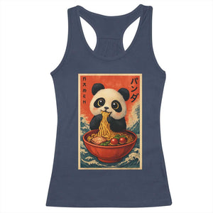 Kawaii Anime Panda Ramen Racerback Tank Top Funny Japanese Noodles Anime Lovers TS10 Navy Print Your Wear
