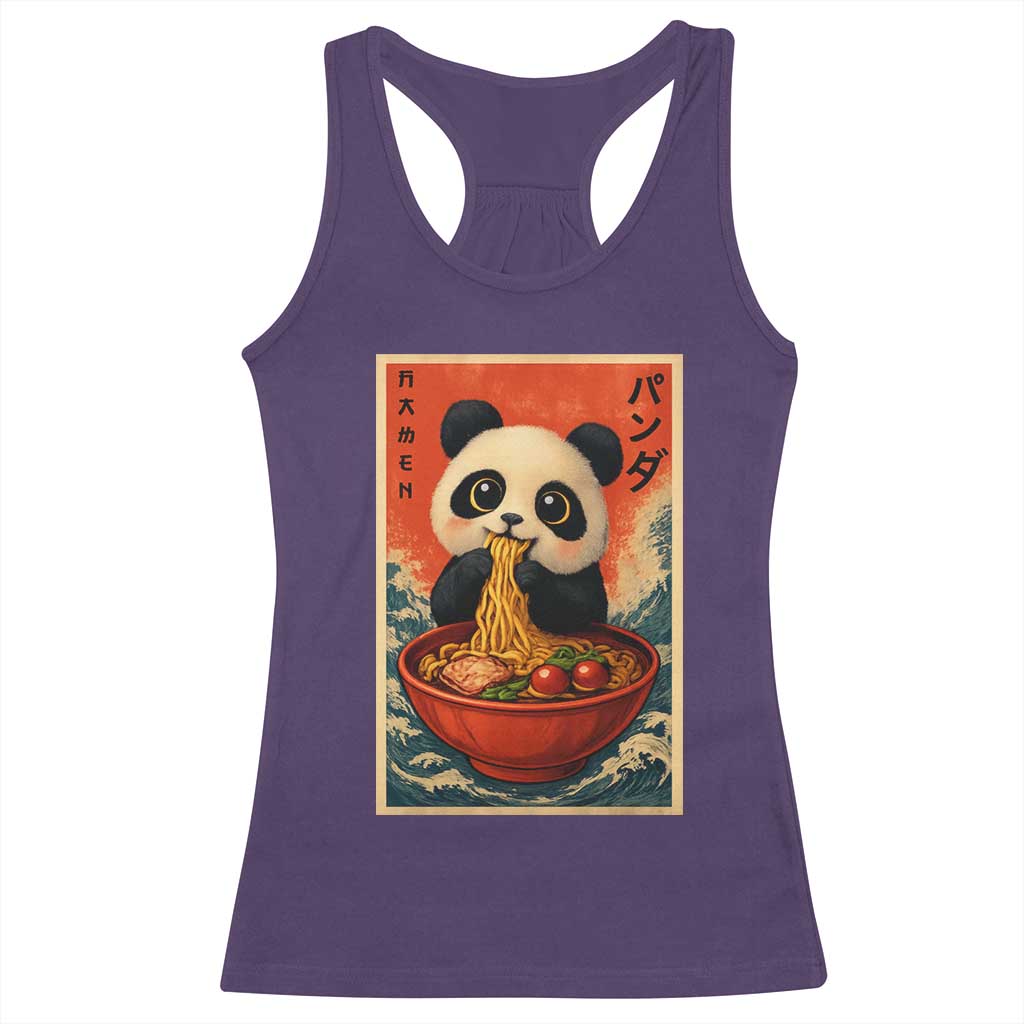 Kawaii Anime Panda Ramen Racerback Tank Top Funny Japanese Noodles Anime Lovers TS10 Purple Print Your Wear