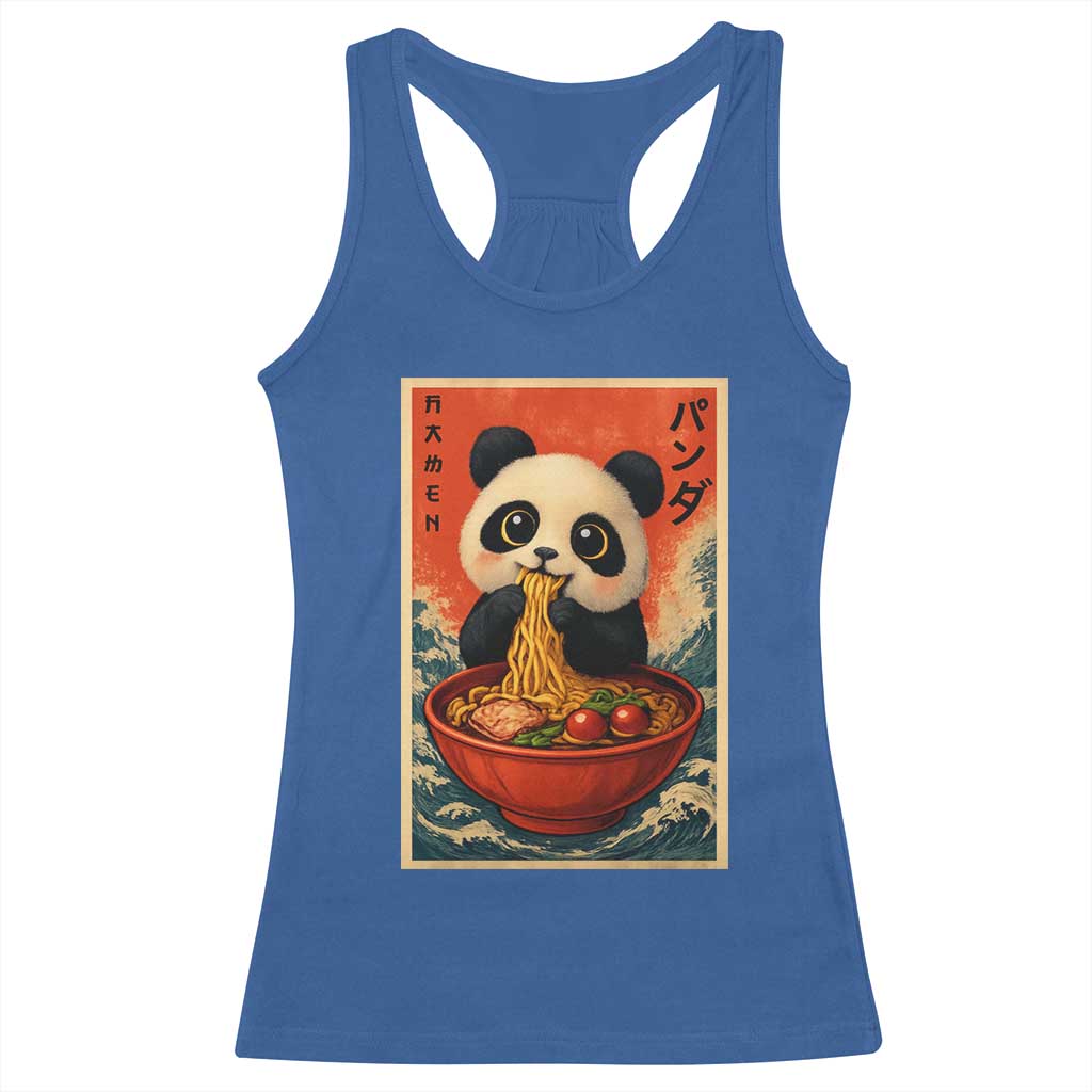 Kawaii Anime Panda Ramen Racerback Tank Top Funny Japanese Noodles Anime Lovers TS10 Royal Blue Print Your Wear