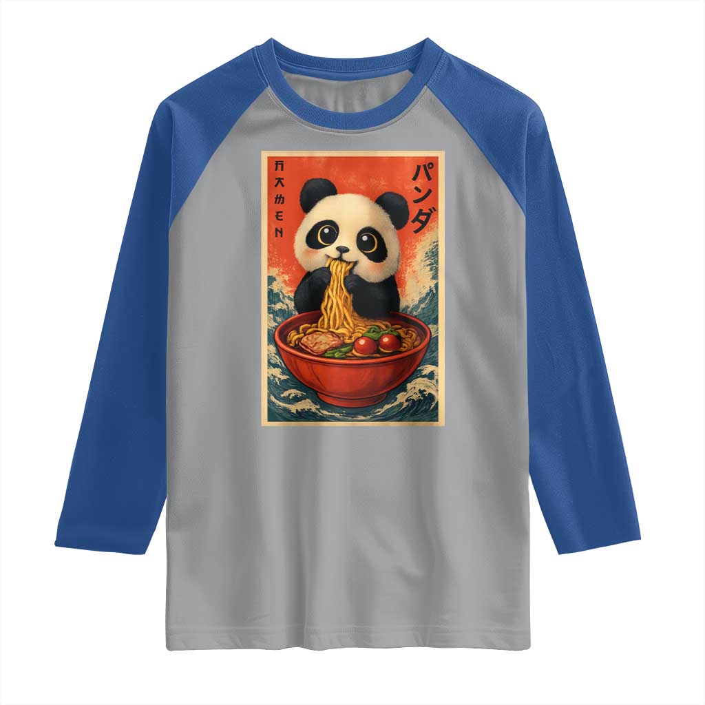 Kawaii Anime Panda Ramen Raglan Shirt Funny Japanese Noodles Anime Lovers TS10 Sport Gray Royal Print Your Wear