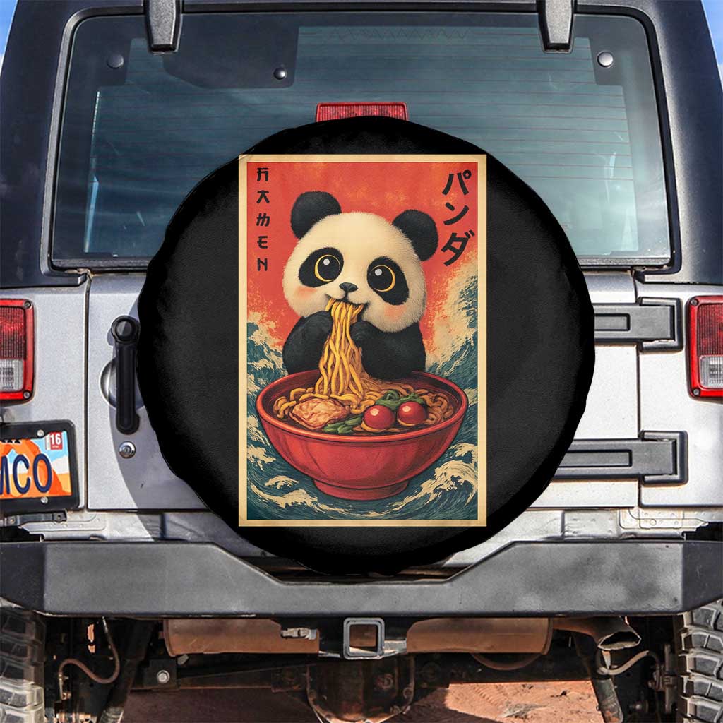 Kawaii Anime Panda Ramen Spare Tire Cover Funny Japanese Noodles Anime Lovers TS10 No hole Black Print Your Wear