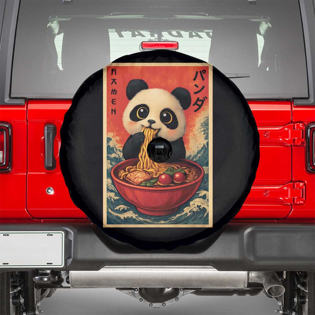 Kawaii Anime Panda Ramen Spare Tire Cover Funny Japanese Noodles Anime Lovers TS10 Black Print Your Wear