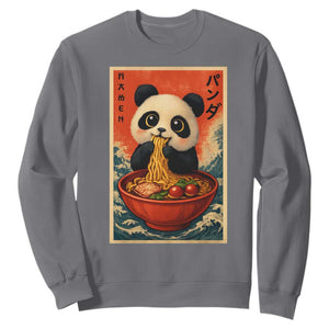 Kawaii Anime Panda Ramen Sweatshirt Funny Japanese Noodles Anime Lovers TS10 Charcoal Print Your Wear