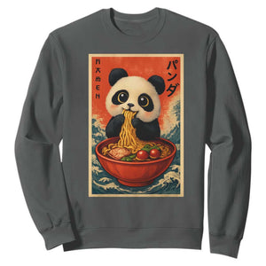 Kawaii Anime Panda Ramen Sweatshirt Funny Japanese Noodles Anime Lovers TS10 Dark Heather Print Your Wear