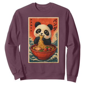 Kawaii Anime Panda Ramen Sweatshirt Funny Japanese Noodles Anime Lovers TS10 Maroon Print Your Wear