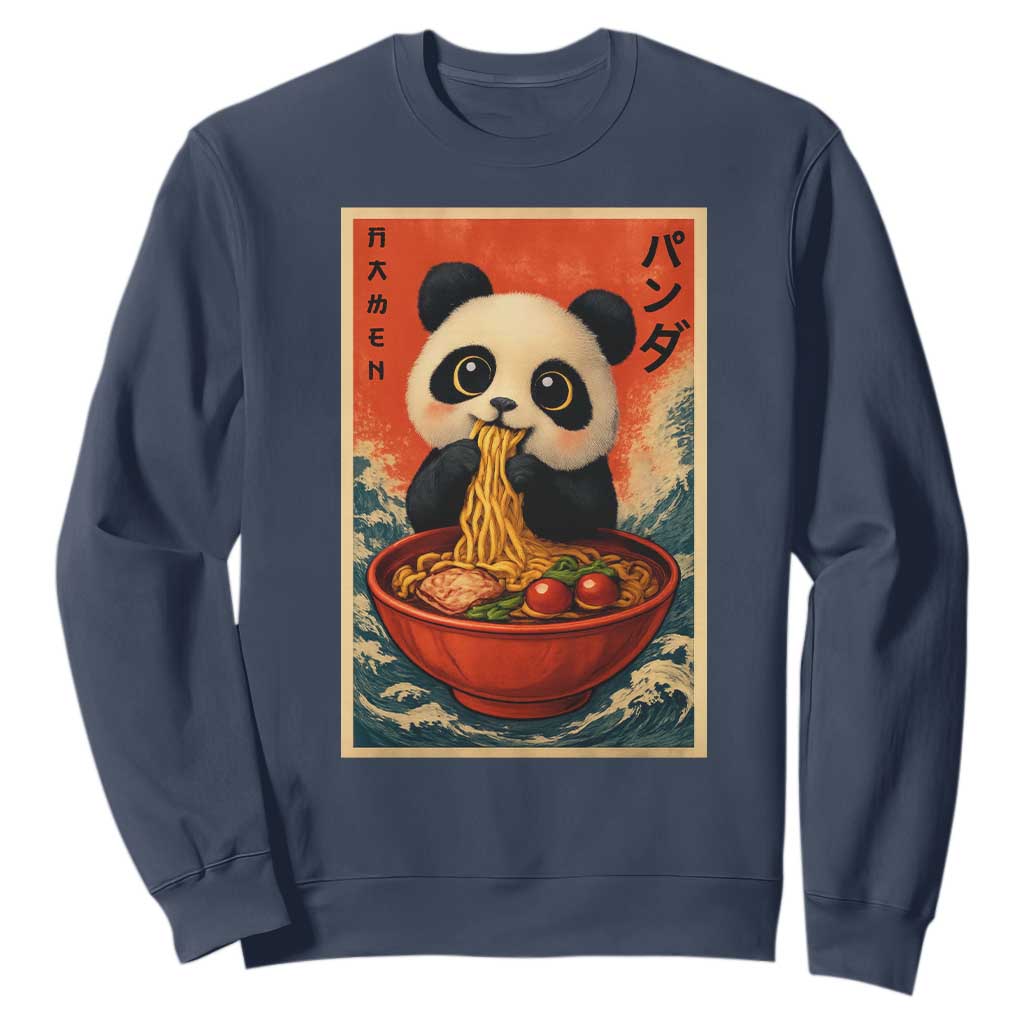 Kawaii Anime Panda Ramen Sweatshirt Funny Japanese Noodles Anime Lovers TS10 Navy Print Your Wear