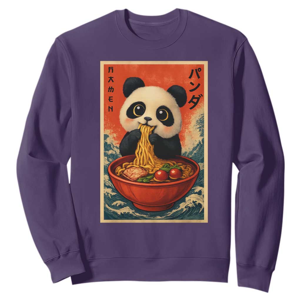 Kawaii Anime Panda Ramen Sweatshirt Funny Japanese Noodles Anime Lovers TS10 Purple Print Your Wear