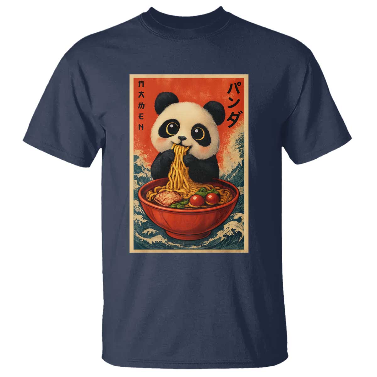 Kawaii Anime Panda Ramen T Shirt Funny Japanese Noodles Anime Lovers TS10 Navy Print Your Wear
