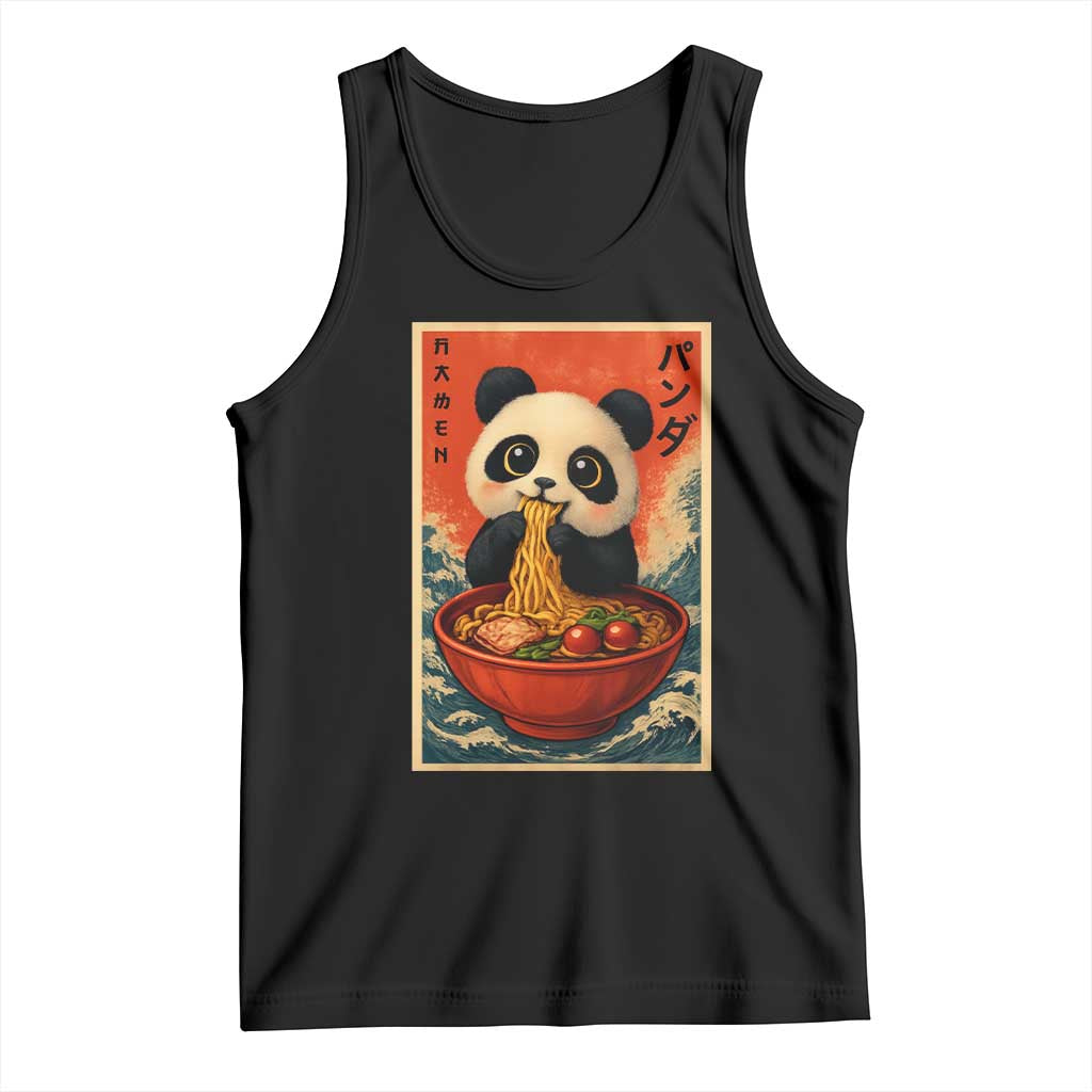 Kawaii Anime Panda Ramen Tank Top Funny Japanese Noodles Anime Lovers TS10 Black Print Your Wear