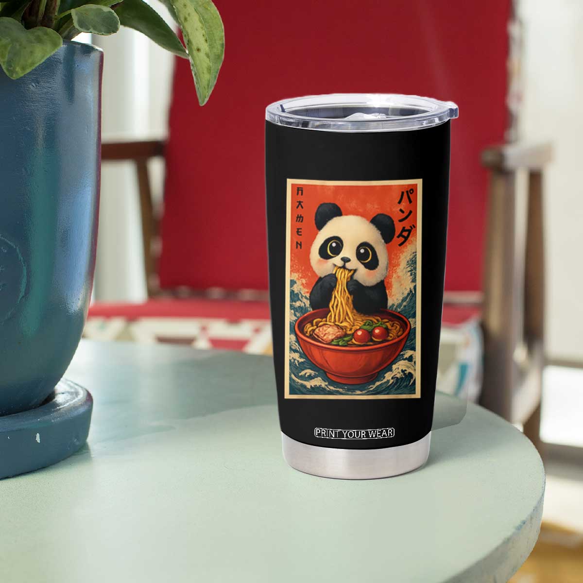 Kawaii Anime Panda Ramen Tumbler Cup Funny Japanese Noodles Anime Lovers TS10 Print Your Wear