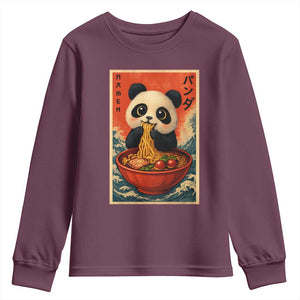 Kawaii Anime Panda Ramen Youth Sweatshirt Funny Japanese Noodles Anime Lovers TS10 Maroon Print Your Wear
