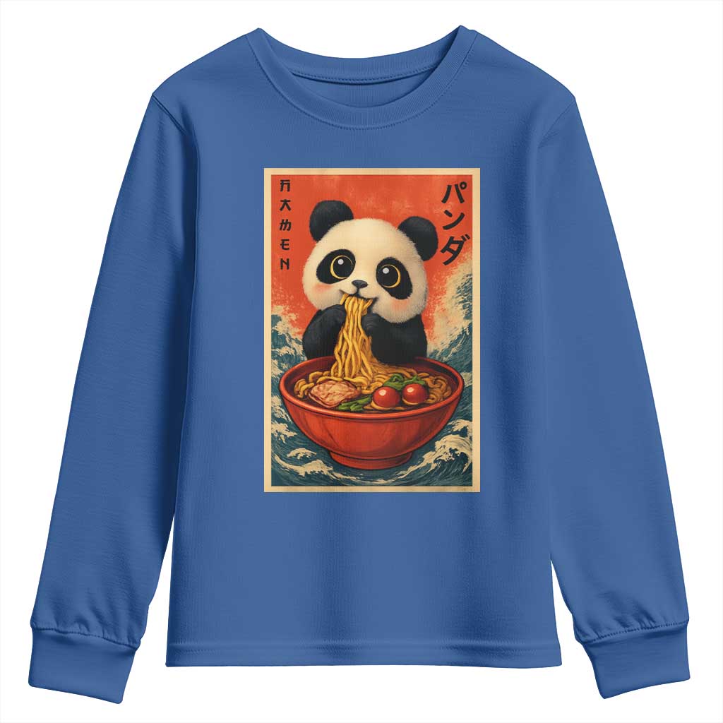 Kawaii Anime Panda Ramen Youth Sweatshirt Funny Japanese Noodles Anime Lovers TS10 Royal Blue Print Your Wear