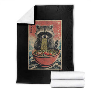 Kawaii Anime Raccoon Ramen Throw Blanket Funny Japanese Noodles Anime Lovers TS10 Black Print Your Wear
