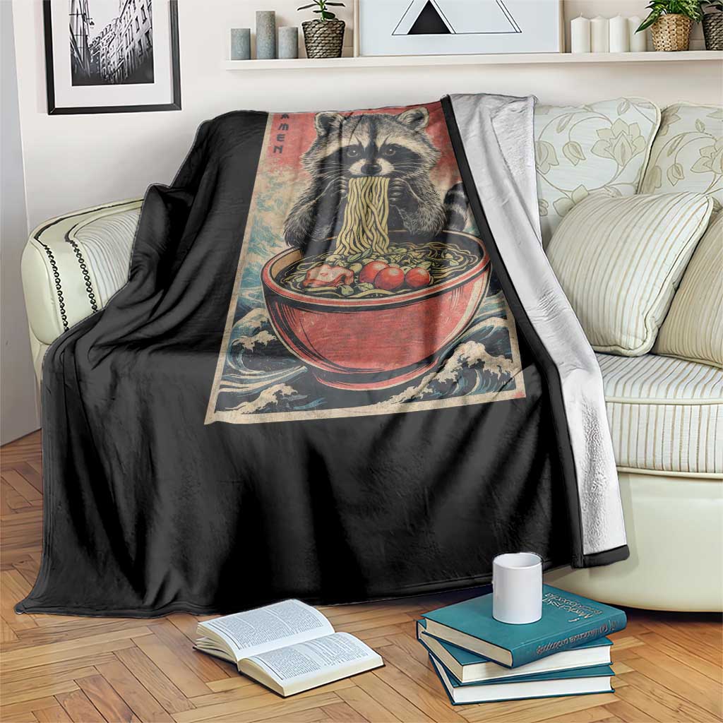 Kawaii Anime Raccoon Ramen Throw Blanket Funny Japanese Noodles Anime Lovers TS10 Print Your Wear