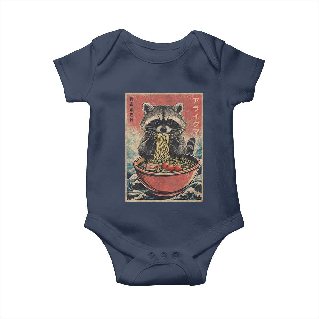 Kawaii Anime Raccoon Ramen Baby Onesie Funny Japanese Noodles Anime Lovers TS10 Navy Print Your Wear