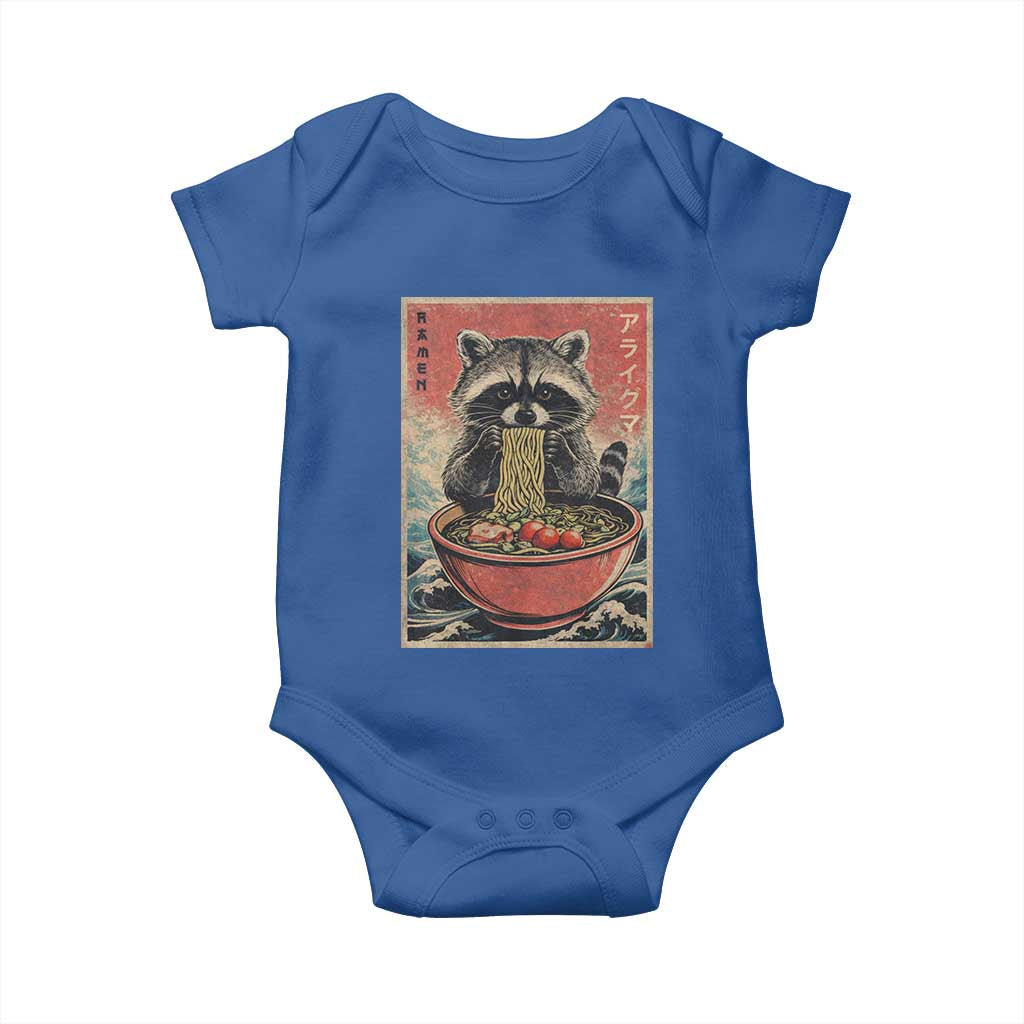 Kawaii Anime Raccoon Ramen Baby Onesie Funny Japanese Noodles Anime Lovers TS10 Royal Blue Print Your Wear
