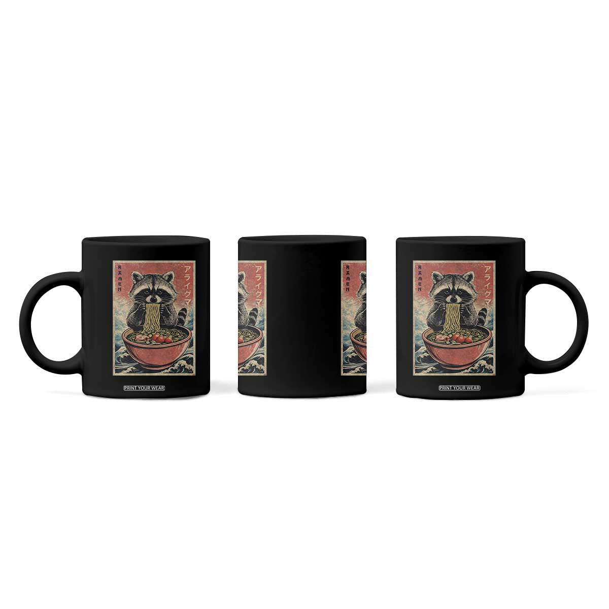 Kawaii Anime Raccoon Ramen Coffee Mug Funny Japanese Noodles Anime Lovers TS10 Print Your Wear