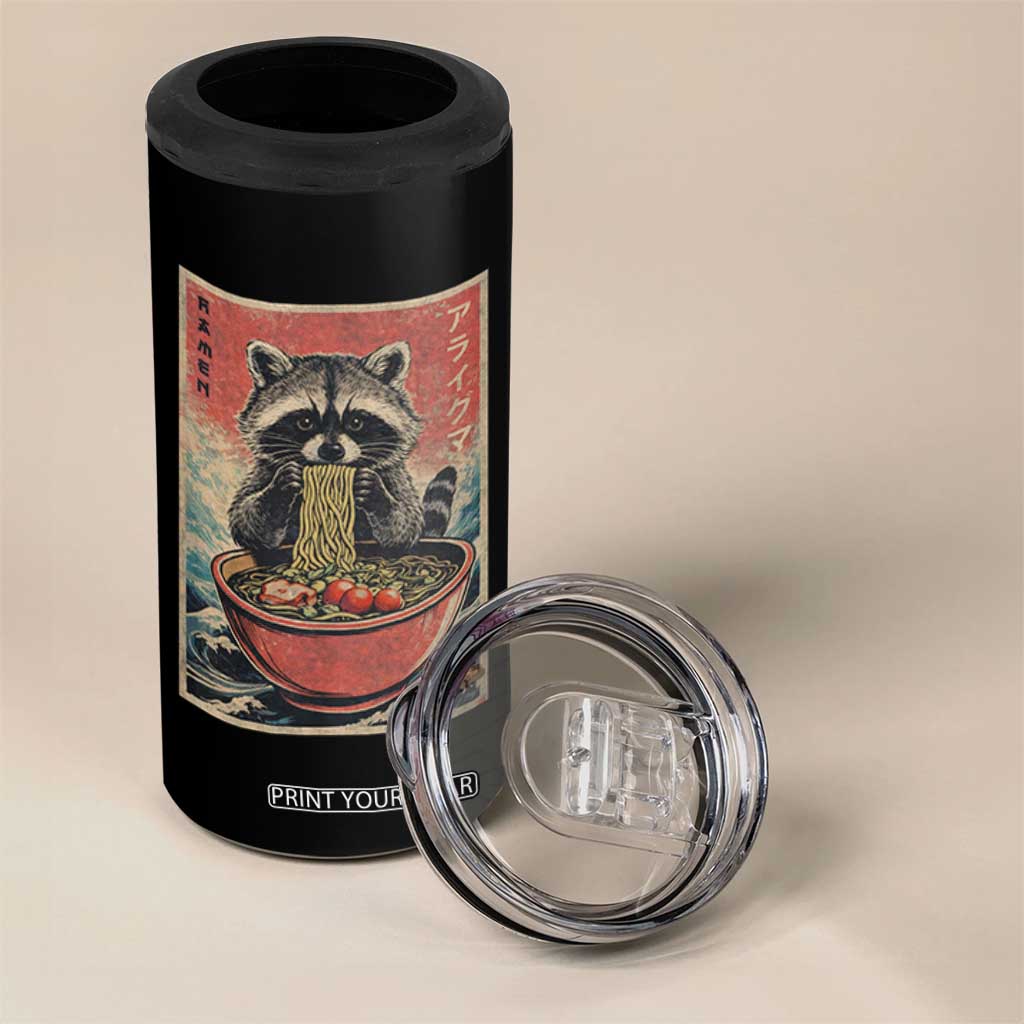 Kawaii Anime Raccoon Ramen 4 in 1 Can Cooler Tumbler Funny Japanese Noodles Anime Lovers TS10 Print Your Wear