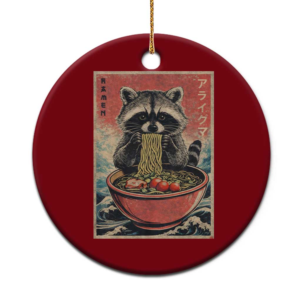 Kawaii Anime Raccoon Ramen Ceramic Ornament Funny Japanese Noodles Anime Lovers TS10 1pc Red Print Your Wear