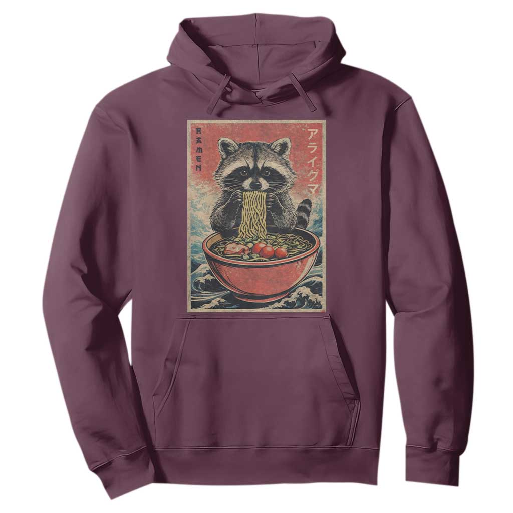 Kawaii Anime Raccoon Ramen Hoodie Funny Japanese Noodles Anime Lovers TS10 Maroon Print Your Wear