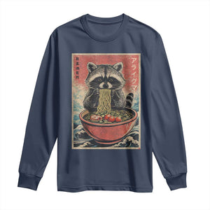 Kawaii Anime Raccoon Ramen Long Sleeve Shirt Funny Japanese Noodles Anime Lovers TS10 Navy Print Your Wear