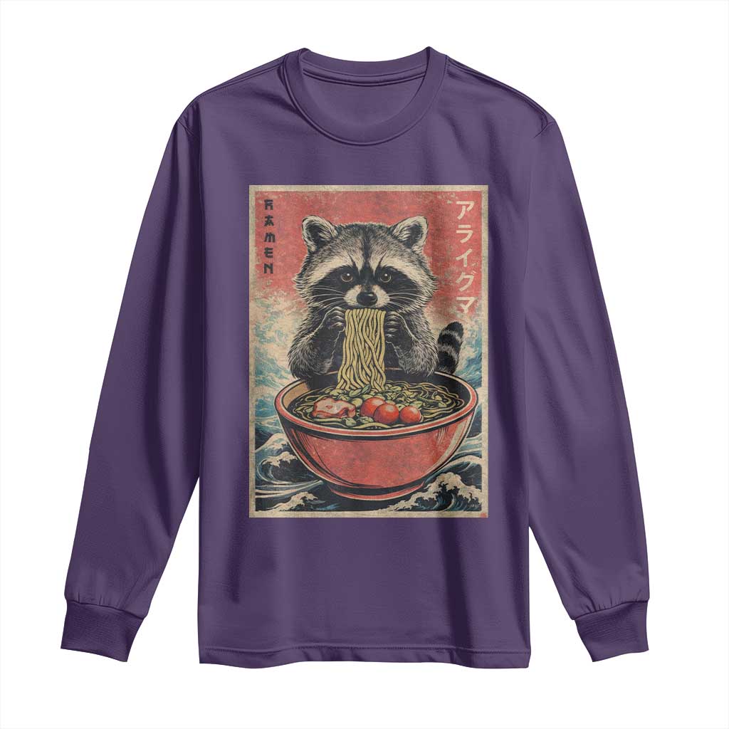 Kawaii Anime Raccoon Ramen Long Sleeve Shirt Funny Japanese Noodles Anime Lovers TS10 Purple Print Your Wear