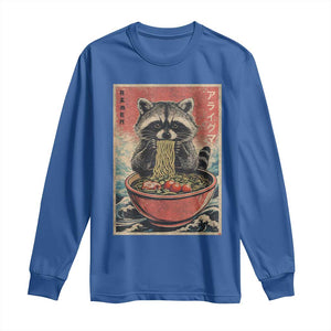 Kawaii Anime Raccoon Ramen Long Sleeve Shirt Funny Japanese Noodles Anime Lovers TS10 Royal Blue Print Your Wear