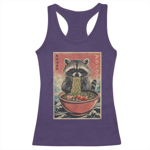Kawaii Anime Raccoon Ramen Racerback Tank Top Funny Japanese Noodles Anime Lovers TS10 Purple Print Your Wear