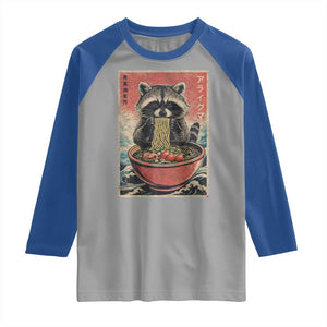 Kawaii Anime Raccoon Ramen Raglan Shirt Funny Japanese Noodles Anime Lovers TS10 Sport Gray Royal Print Your Wear
