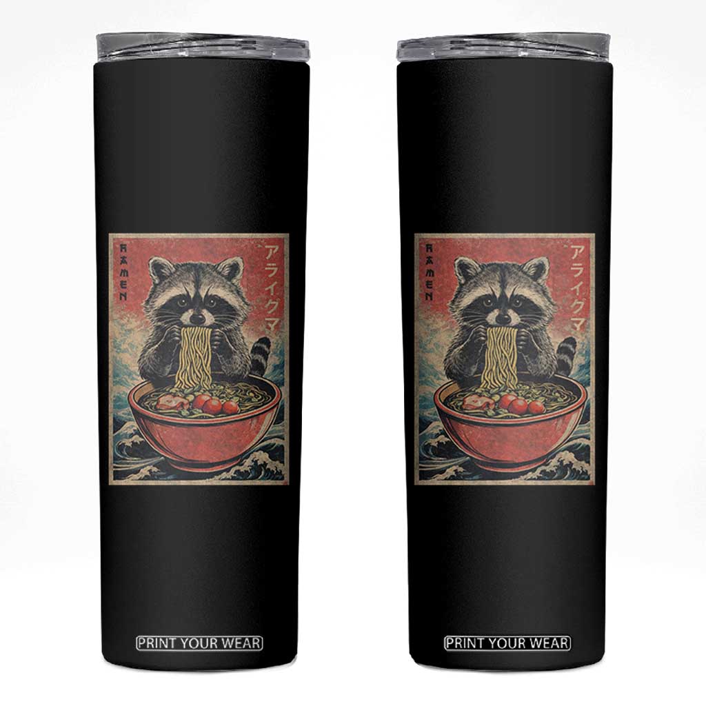 Kawaii Anime Raccoon Ramen Skinny Tumbler Funny Japanese Noodles Anime Lovers TS10 Black Print Your Wear