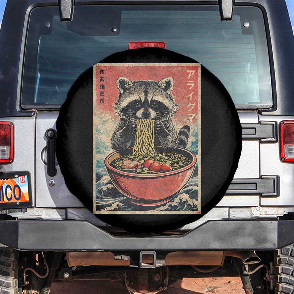 Kawaii Anime Raccoon Ramen Spare Tire Cover Funny Japanese Noodles Anime Lovers TS10 No hole Black Print Your Wear