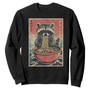 Kawaii Anime Raccoon Ramen Sweatshirt Funny Japanese Noodles Anime Lovers TS10 Black Print Your Wear