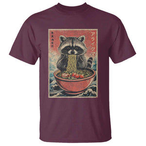 Kawaii Anime Raccoon Ramen T Shirt Funny Japanese Noodles Anime Lovers TS10 Maroon Print Your Wear