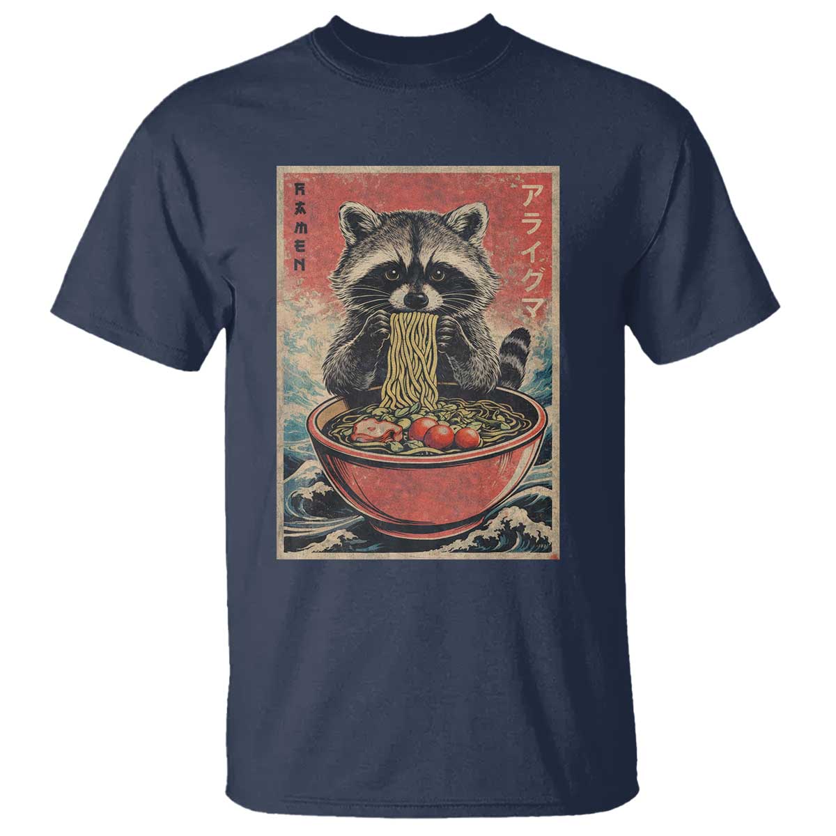 Kawaii Anime Raccoon Ramen T Shirt Funny Japanese Noodles Anime Lovers TS10 Navy Print Your Wear