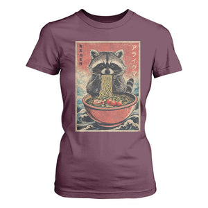 Kawaii Anime Raccoon Ramen T Shirt For Women Funny Japanese Noodles Anime Lovers TS10 Maroon Print Your Wear
