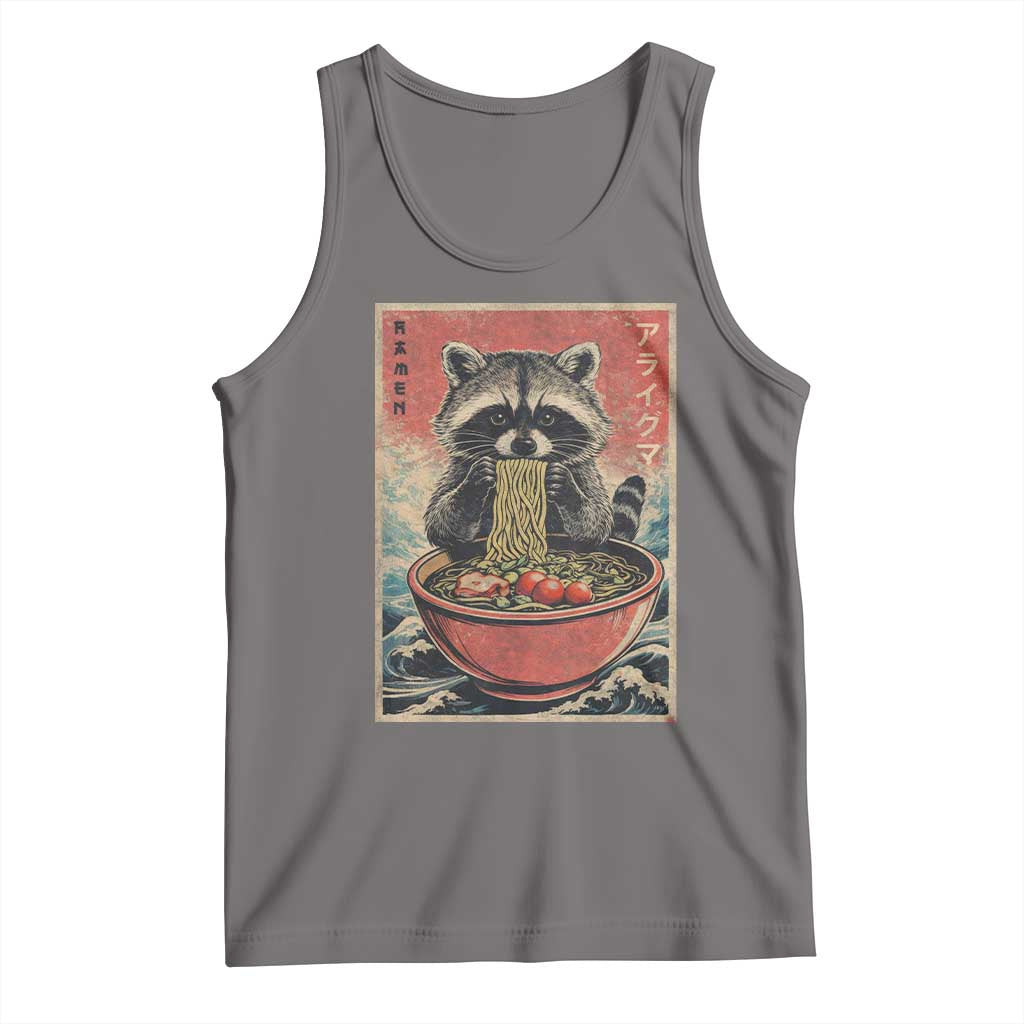 Kawaii Anime Raccoon Ramen Tank Top Funny Japanese Noodles Anime Lovers TS10 Deep Heather Print Your Wear