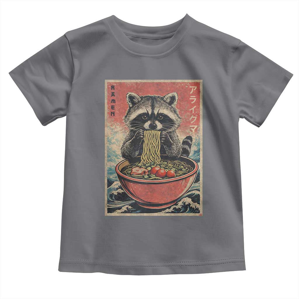 Kawaii Anime Raccoon Ramen Toddler T Shirt Funny Japanese Noodles Anime Lovers TS10 Charcoal Print Your Wear