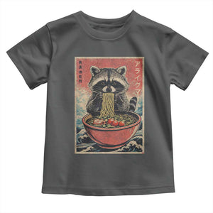 Kawaii Anime Raccoon Ramen Toddler T Shirt Funny Japanese Noodles Anime Lovers TS10 Dark Heather Print Your Wear