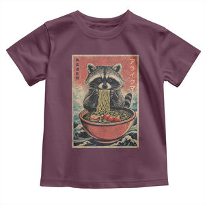 Kawaii Anime Raccoon Ramen Toddler T Shirt Funny Japanese Noodles Anime Lovers TS10 Maroon Print Your Wear