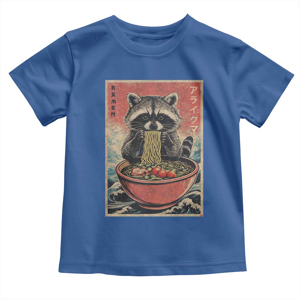 Kawaii Anime Raccoon Ramen Toddler T Shirt Funny Japanese Noodles Anime Lovers TS10 Royal Blue Print Your Wear